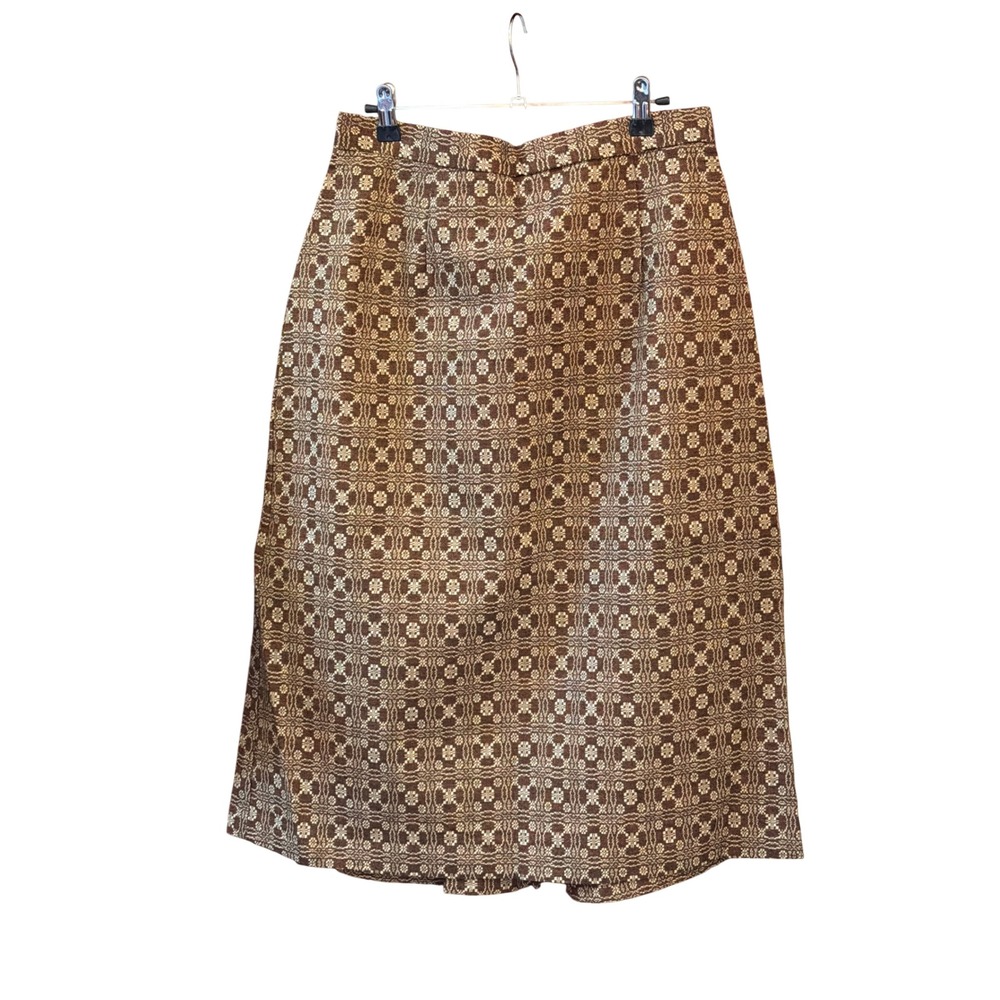 70s Isaac Hazan Tapestry Skirt Dark Academia Grandmacore Retro Earthy Brown 18